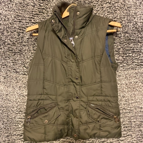 Calvin Klein Women's Small Sleeveless Puffer Jacket Green Full Zip 2 Pocket - Picture 5 of 10